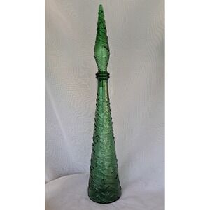 Vintage Empoli Green Wave Genie Bottle Decanter 22"